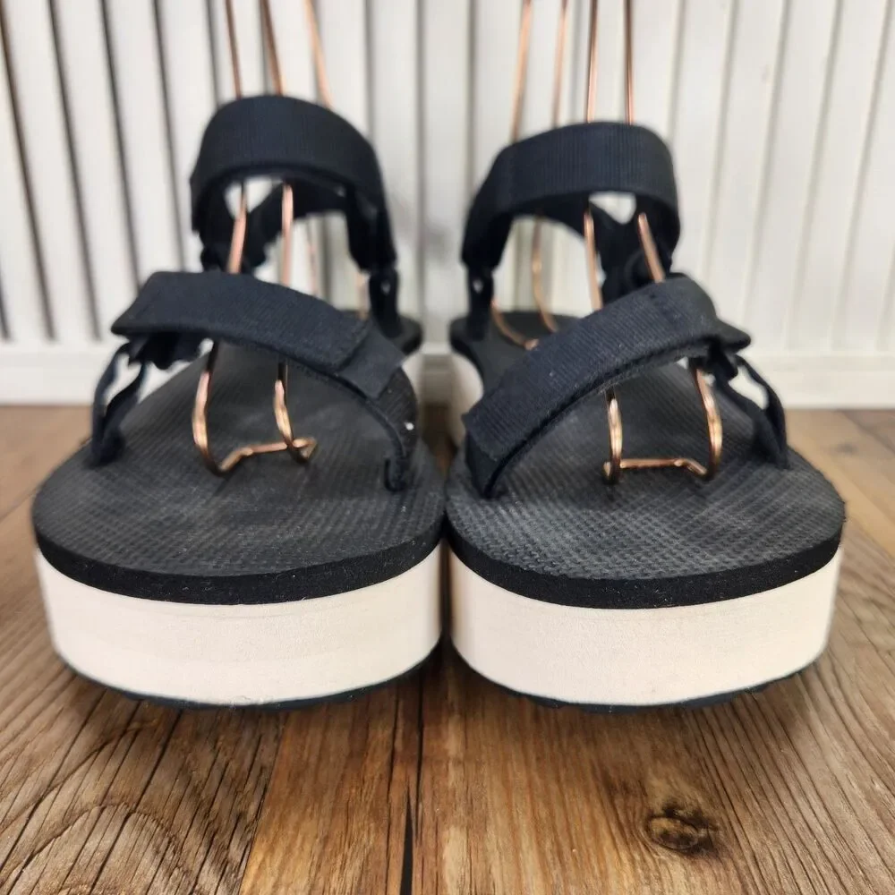 Teva Flatform Universal Sandals Women's 8 Black Platform Slingback Shoes 1008844